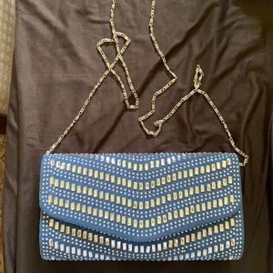 Blue Jean rhinestone clutch